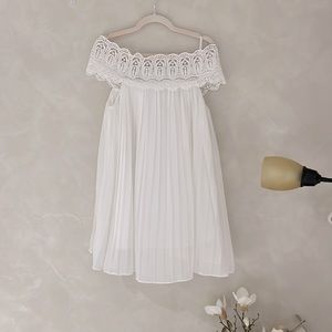 White pleated dress